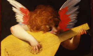 peintre d'un ange faisant de la guitare