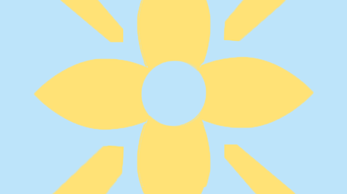 visuel décoratif fond bleu clair et ornement jaune pâle